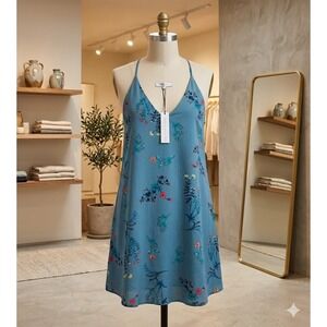 Three Eighty Two Floral Cami Dress Blue Racerback V-Neck Mini NWT Size S